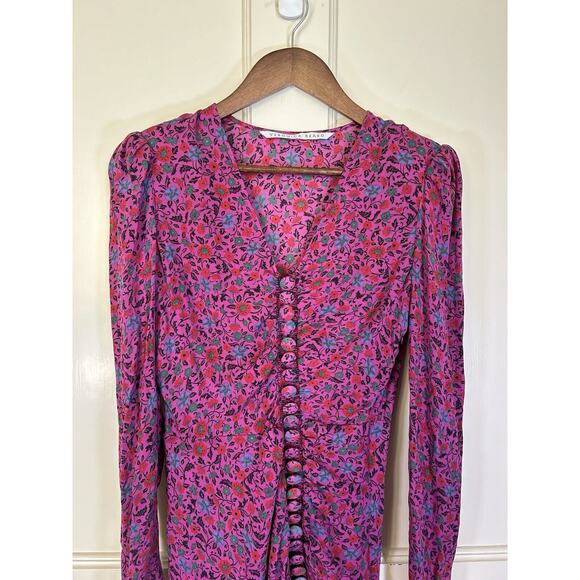 Veronica Beard Silk Verona Floral Mini Dress Womens Size 2 Pink Designer Party - Picture 5 of 15